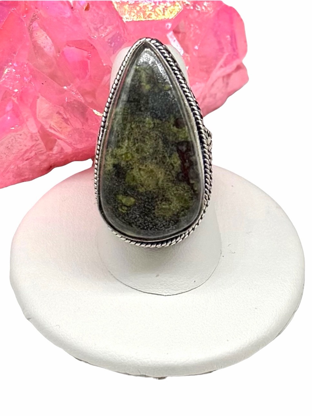 Dragon’s Blood Jasper Ring Size 7 925 Sterling Silver Overlay